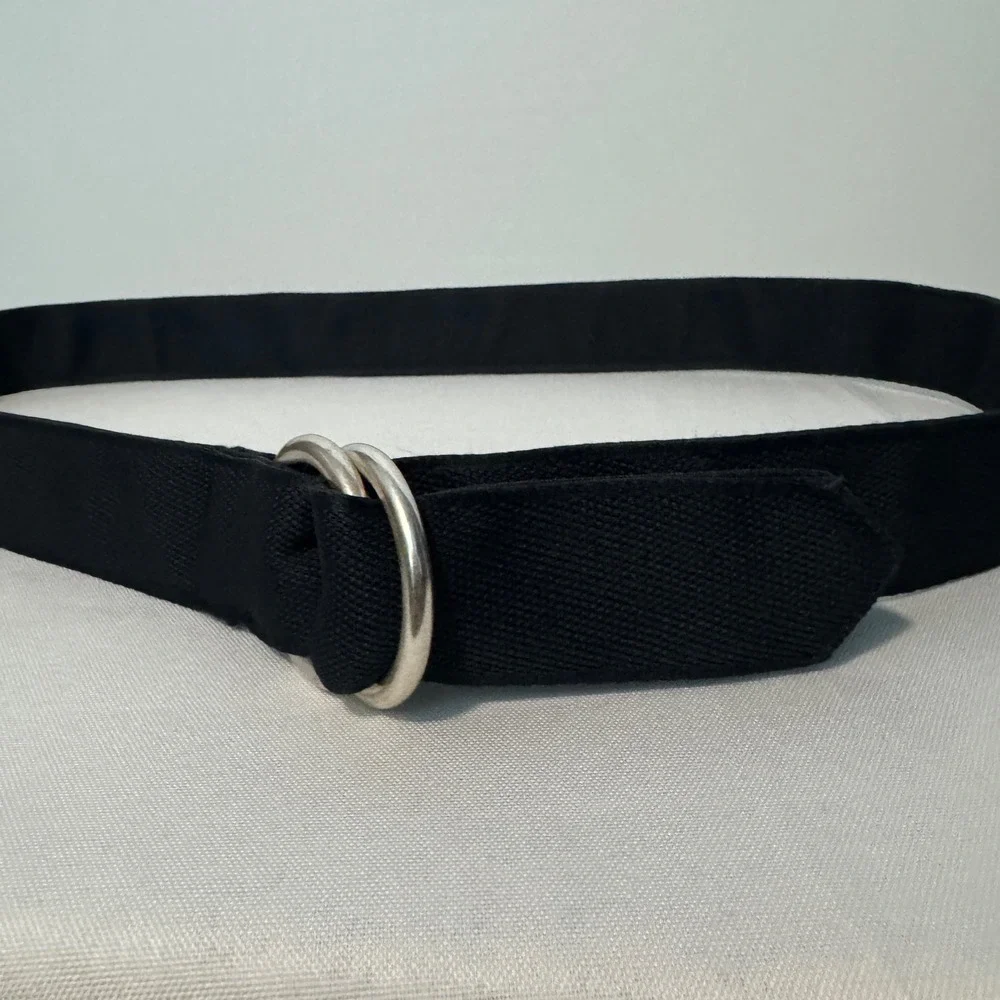Peter Millar Belt Mens Medium Navy Blue Crown Crafted D-Ring Canvas Webbing Golf - Picture 5 of 5